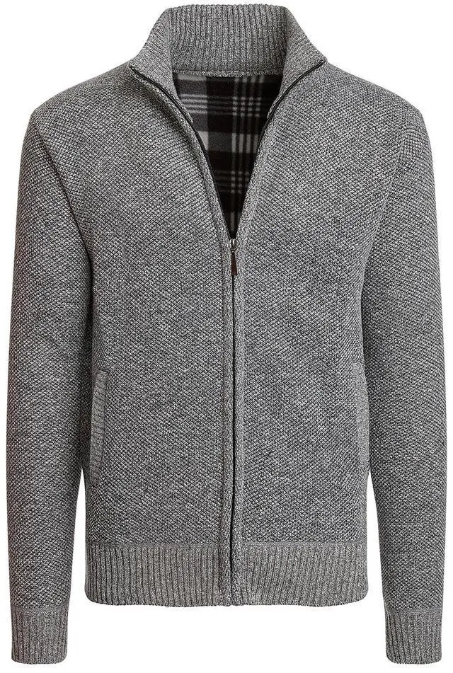 Main image of Alta Men's Fleece Lined Casual Full-Zip Mock Neck Sweater - Light Gray Jacket -S