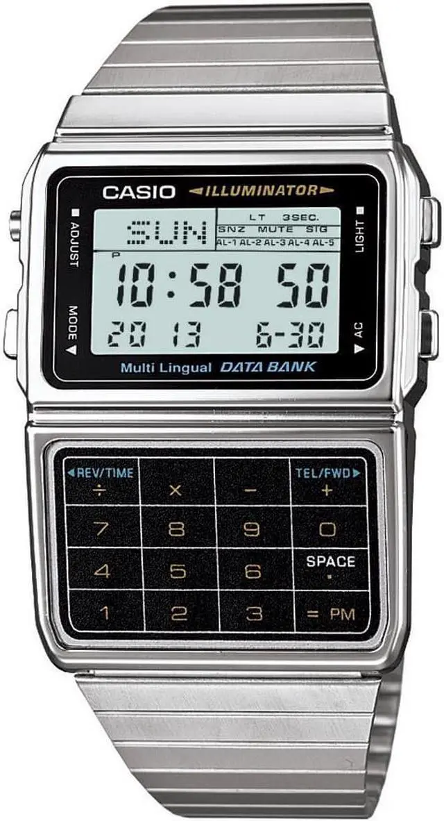 Alt view image 8 of 13 - Men's Casio Databank Telememo Calculator Watch DBC611-1D DBC-611-1D