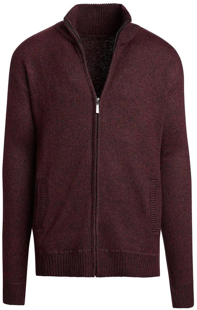 Main image of Alta Men's Casual Long Sleeve Full-Zip Mock Neck Sweater - Red Jacket - XL