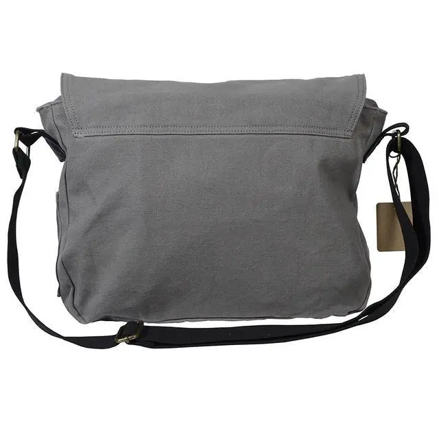 Alt view image 4 of 7 - Rakuda Large Correspondent Cavas Shoulder Messenger Bag, Washed Leather 13x11x5 - Grey