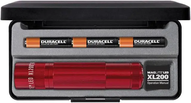 Main image of Maglite XL 200 LED High Power 172 Lumens Flashlight- RED- GIFT BOX - S3037