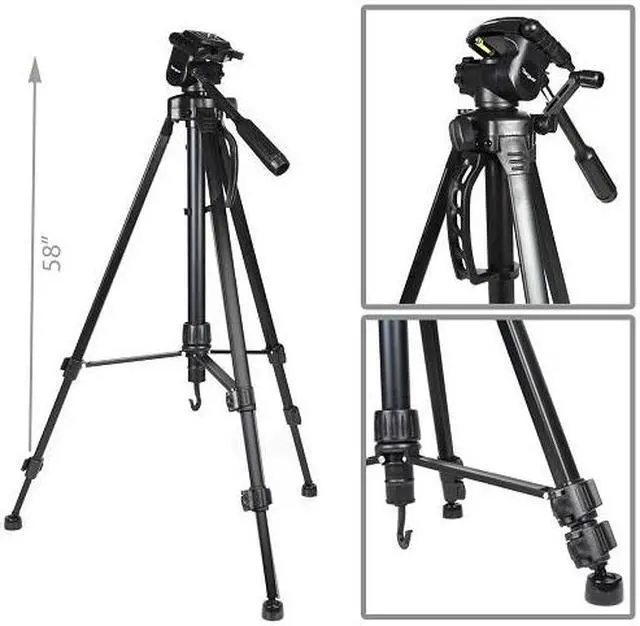 Alt view image 5 of 6 - Targus Tgt-Bk58T 58" 3-Way Panhead Bubble Level Tripod