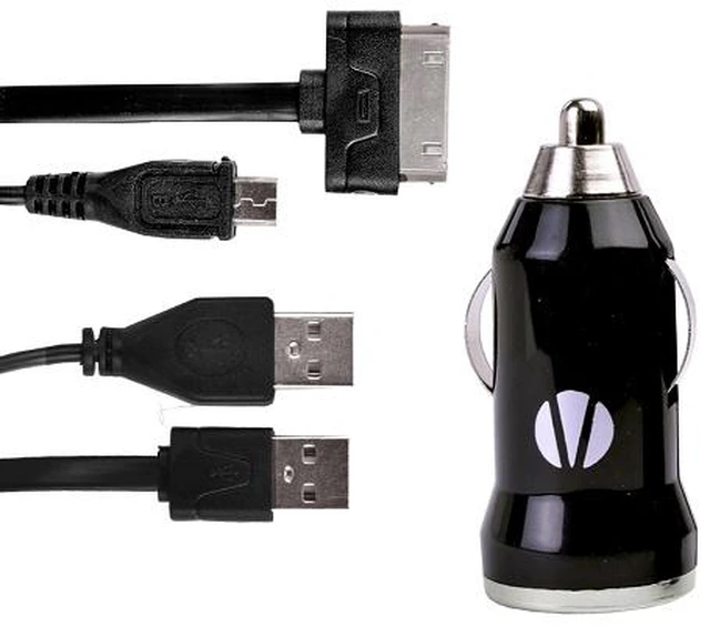 Main image of Vivitar Infinite Car Charger Kit for iPhone w/Micro USB Cable & 30-Pin Connector