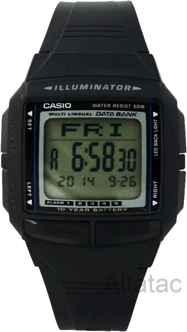 Alt view image 8 of 19 - Casio DB36-1AV Casual Men's Multi-Lingual Databank Digital Sports Watch - Black