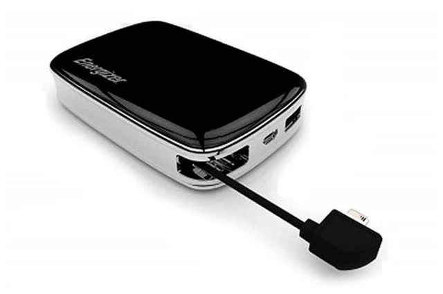 Main image of Energizer 6000mAh Rechargeable Portable Power Bank with Built-In Lightning Cable - Black