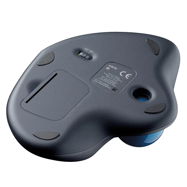 Alt view image 5 of 6 - Logitech M570 2.4GHz Wireless USB 5 Button Laser Trackball Ergonomic Mouse Gray