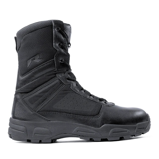 Alt view image 3 of 7 - Ridge Men's 8" Waterproof Leather Tactical Military Work Boots Black Non-Slip