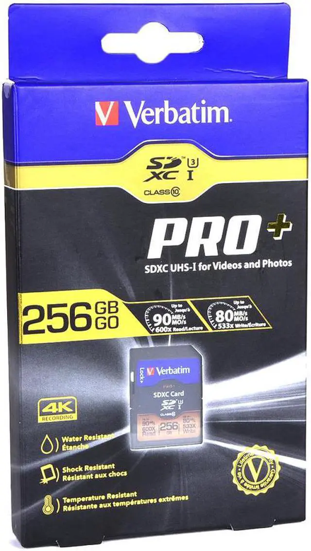 Alt view image 19 of 20 - Verbatim Memory Card SDXC 90MB/s Read Speed 256GB BK/GD 99141