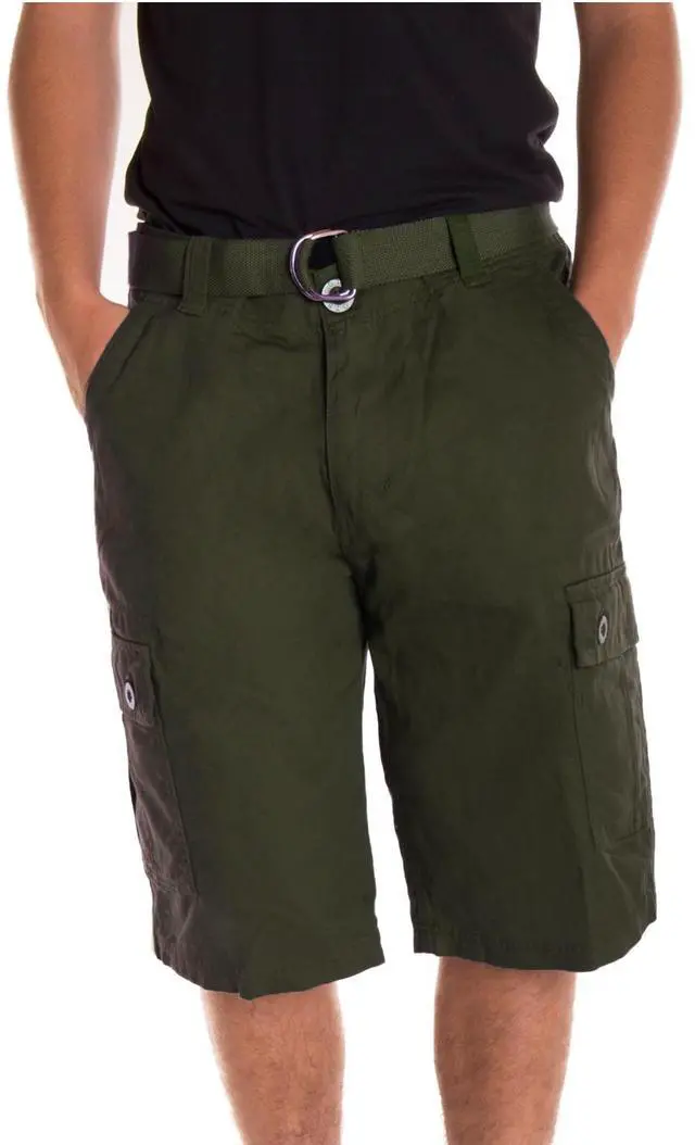 Main image of Alta Designer Fashion Men's Cargo Shorts, Twill Belt Included - Green Size 32