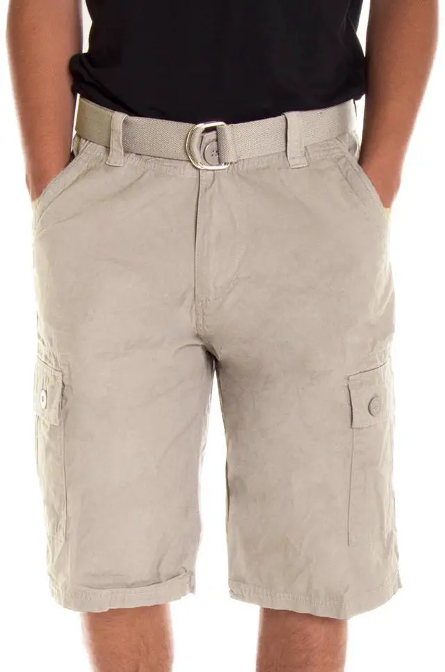 Main image of Alta Designer Fashion Men's Cargo Shorts, Twill Belt Included - Khaki Size 30