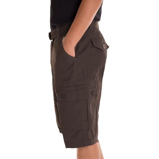 Alt view image 3 of 7 - Alta Designer Fashion Men's Cargo Shorts, Twill Belt Included - Coffee Size 34