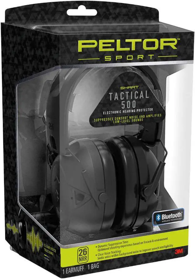 Alt view image 7 of 14 - Peltor Sport Tactical 500 Electronic Hearing Protection Ear Muffs, 26dB NRR, Blu
