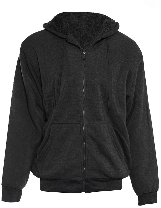 Main image of Alta Men's Hoodie Zip Up Jacket Sherpa Lined Fleece Sweater - Black, 5XL