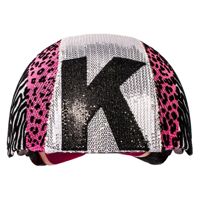 Alt view image 2 of 4 - Raskullz Glam Gear "K" Kids Bike Helmet Silver Sequins Zebra Pink Leopard Print for Cycling One Size