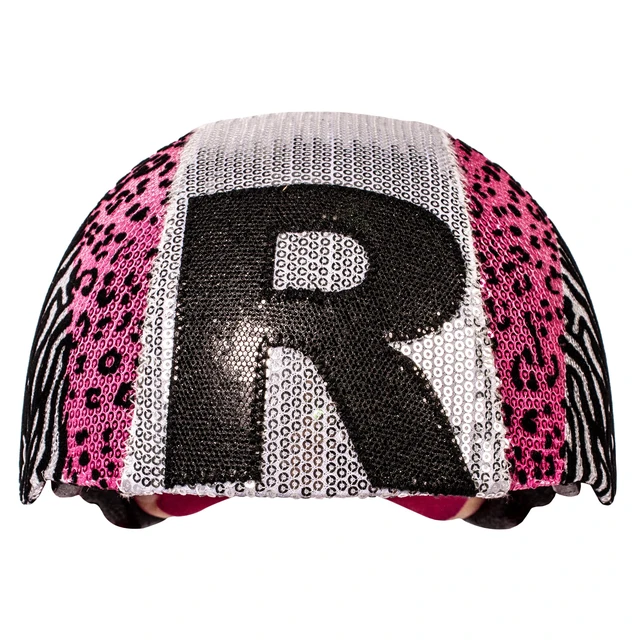 Alt view image 2 of 4 - Raskullz Glam Gear "R" Kids Bike Helmet Silver Sequins Zebra Pink Leopard Print for Cycling, One Size