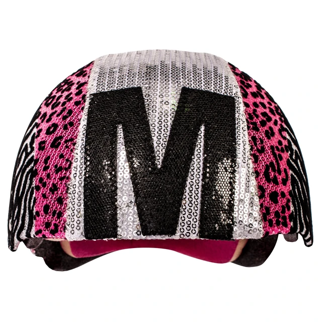 Alt view image 2 of 4 - Raskullz Glam Gear "M" Kids Bike Helmet Silver Sequins Zebra Pink Leopard Print for Cycling, One Size