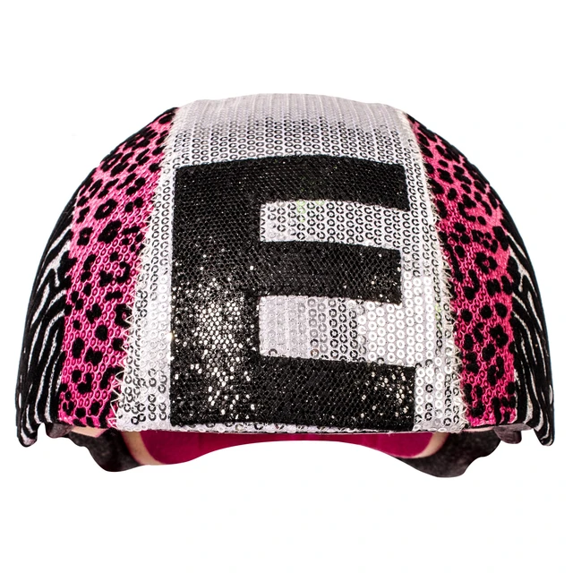 Alt view image 2 of 4 - Raskullz Glam Gear "E" Kids Bike Helmet Silver Sequins Zebra Pink Leopard Print for Cycling, One Size