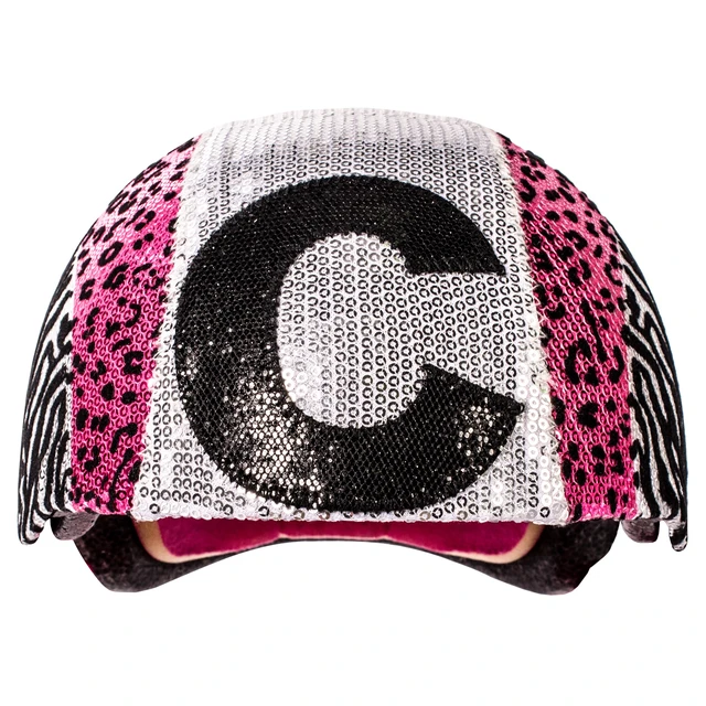Alt view image 2 of 4 - Raskullz Glam Gear "C" Kids Bike Helmet Silver Sequins Zebra Pink Leopard Print for Cycling, One Size