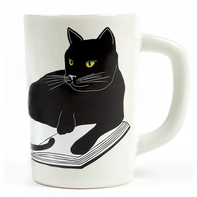 Alt view image 2 of 3 - 12oz Out of Print Ceramic Cat/Library Cold Hot Tea Coffee Home Office Mug Cup