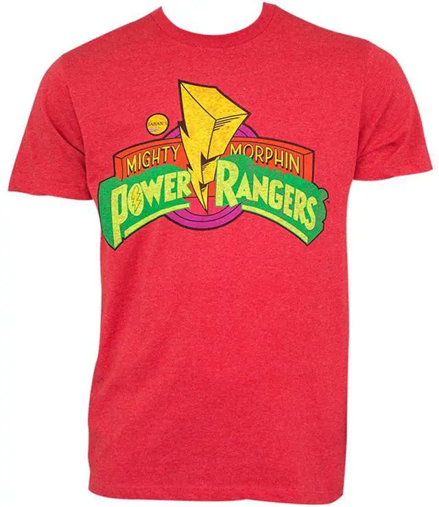 Main image of Power Rangers Mighty Morphin Classic Logo Design Short Sleeve T-Shirt, Red, M