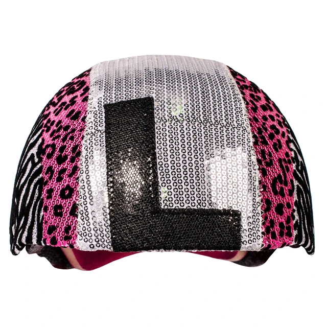 Alt view image 2 of 4 - Raskullz Glam Gear "L" Kids Bike Helmet Silver Sequins Zebra Pink Leopard Print for Cycling, One Size