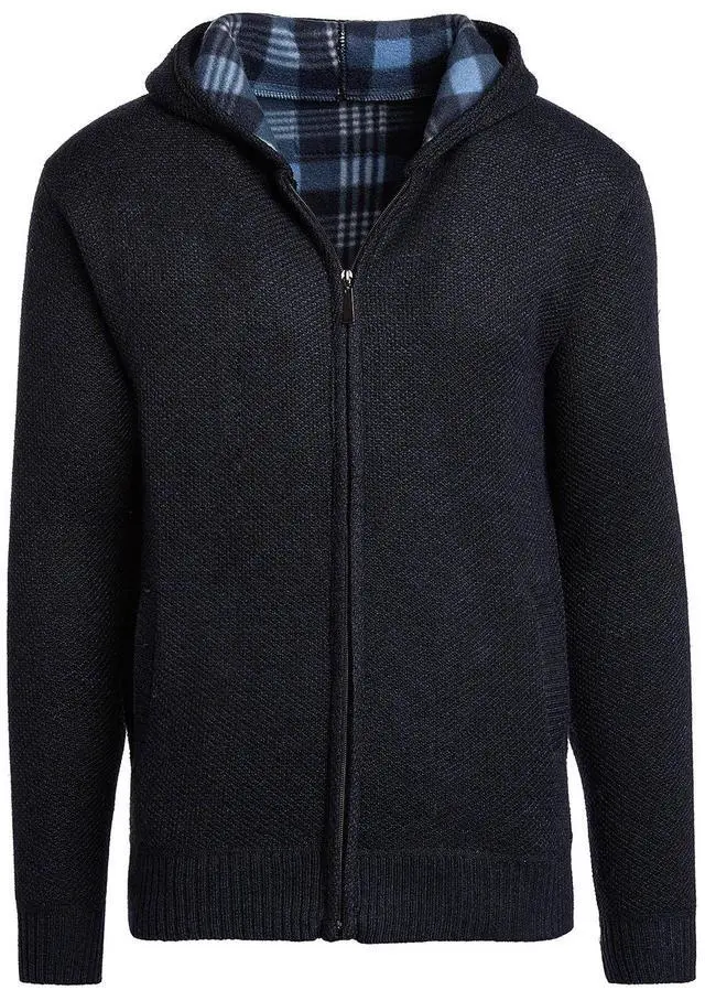 Main image of Alta Men's Fleece Lined Casual Full-Zip Sweater Jacket - Navy Blue Hoodie - S