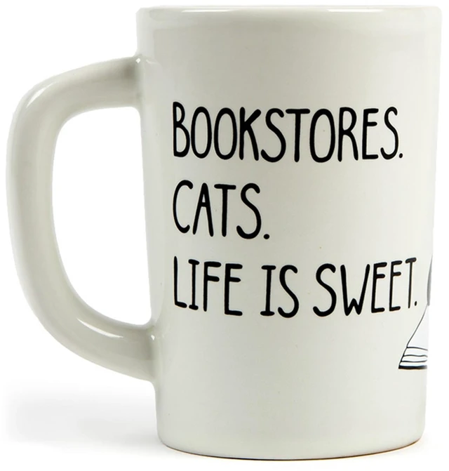 Main image of 12oz Out of Print Ceramic Cat/Library Cold Hot Tea Coffee Home Office Mug Cup