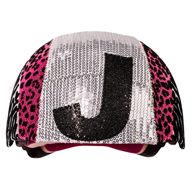 Alt view image 2 of 4 - Raskullz Glam Gear "J" Kids Bike Helmet Silver Sequins Zebra Pink Leopard Print for Cycling, One Size