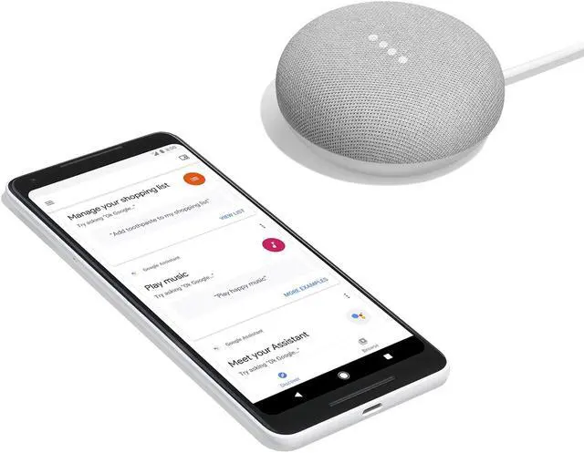 Alt view image 8 of 8 - 2 Pack Google Home Mini Personal Home Assistant Digital Media Streamer - Chalk