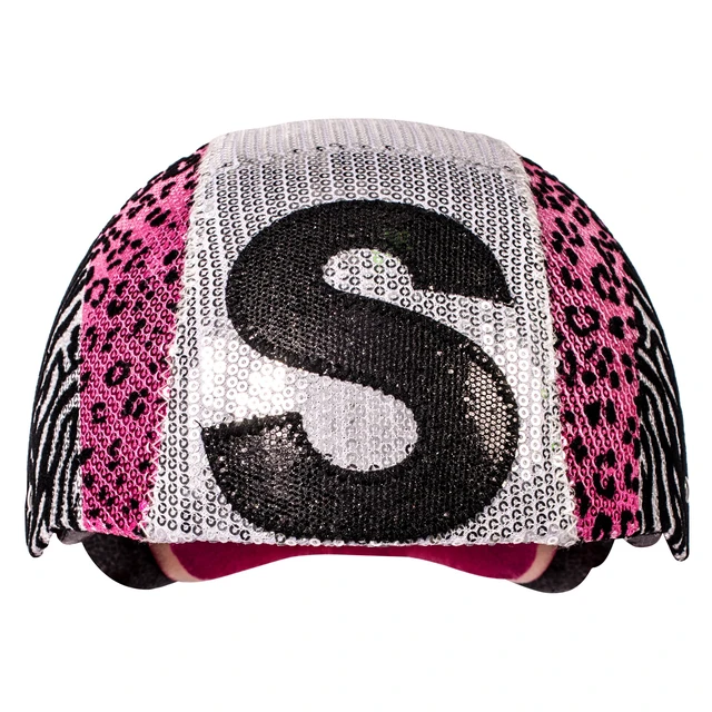 Alt view image 2 of 4 - Raskullz Glam Gear "S" Kids Bike Helmet Silver Sequins Zebra Pink Leopard Print for Cycling, One Size
