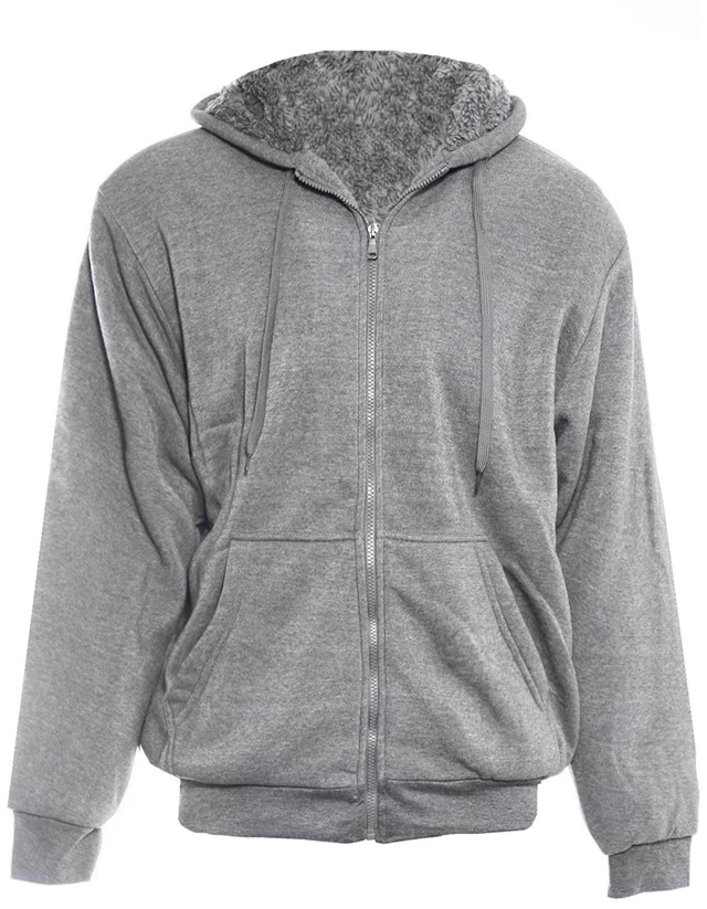 Main image of Alta Men's Hoodie Zip Up Jacket Sherpa Lined Fleece Sweater - Light Grey, 2XL
