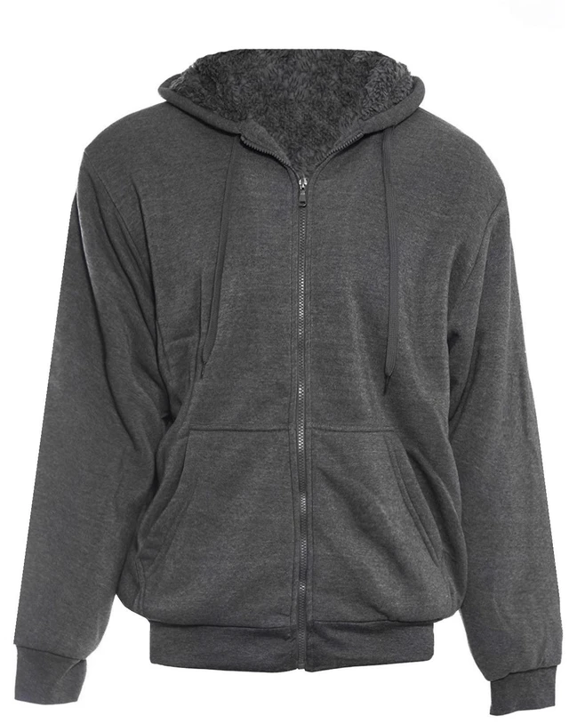 Main image of Alta Men's Hoodie Zip Up Jacket Sherpa Lined Fleece Sweater - Grey, S
