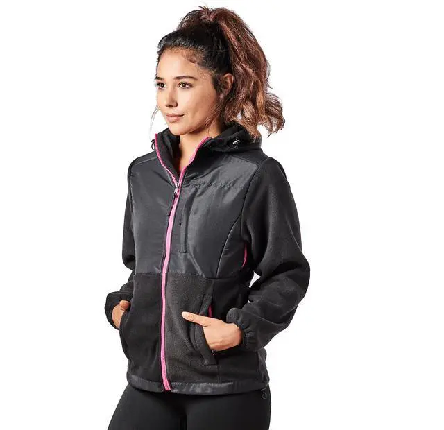 Alt view image 2 of 7 - Alta Women's Two-Tone Full-Zip Fleece Jacket - Black/Pink - X-Large