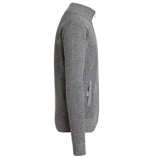 Alt view image 2 of 4 - Alta Men's Fleece Lined Casual Full-Zip Mock Neck Sweater - Light Gray Jacket -S