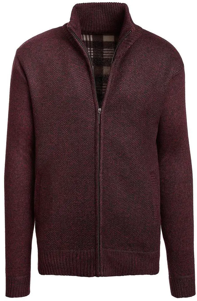 Main image of Alta Men's Fleece Lined Casual Full-Zip Mock Neck Sweater - Red Jacket - S
