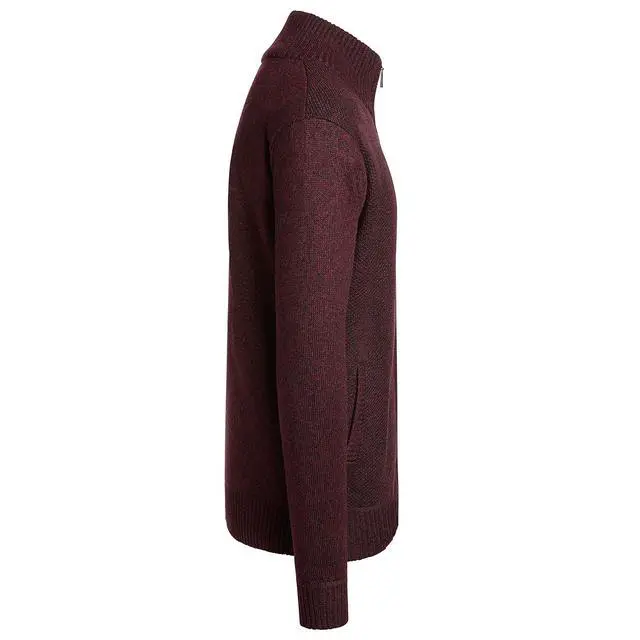 Alt view image 2 of 4 - Alta Men's Fleece Lined Casual Full-Zip Mock Neck Sweater - Red Jacket - S