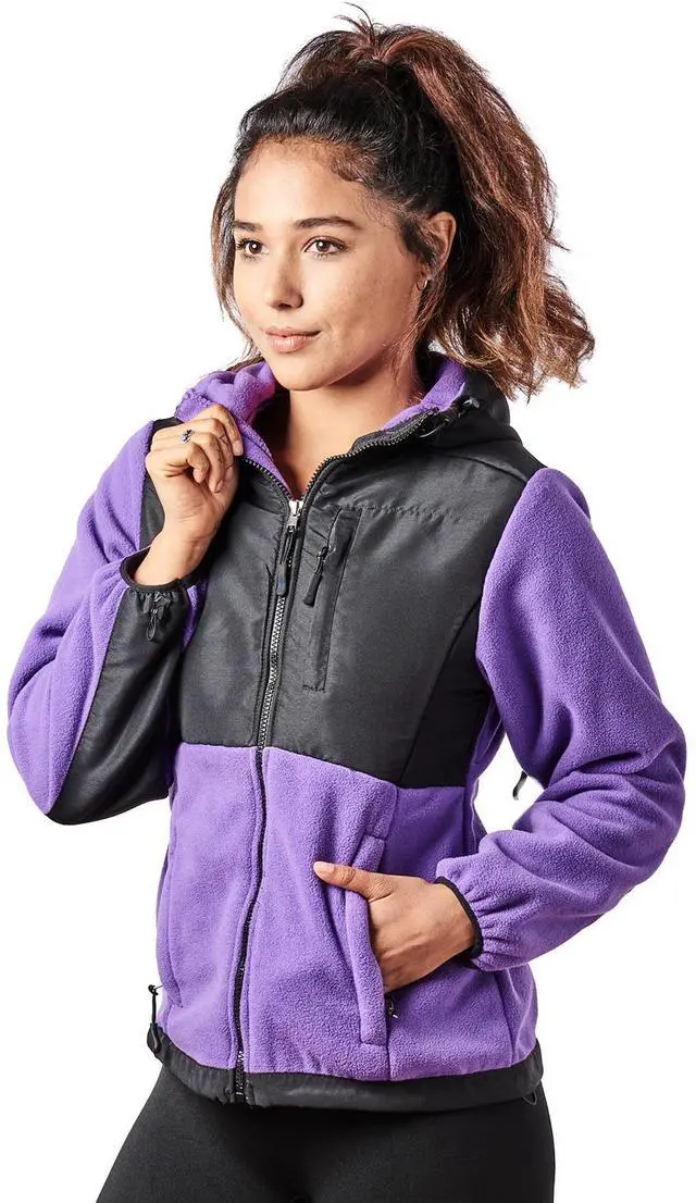 Alt view image 2 of 5 - Alta Women's Two-Tone Full-Zip Fleece Jacket - Purple/Black - X-Large