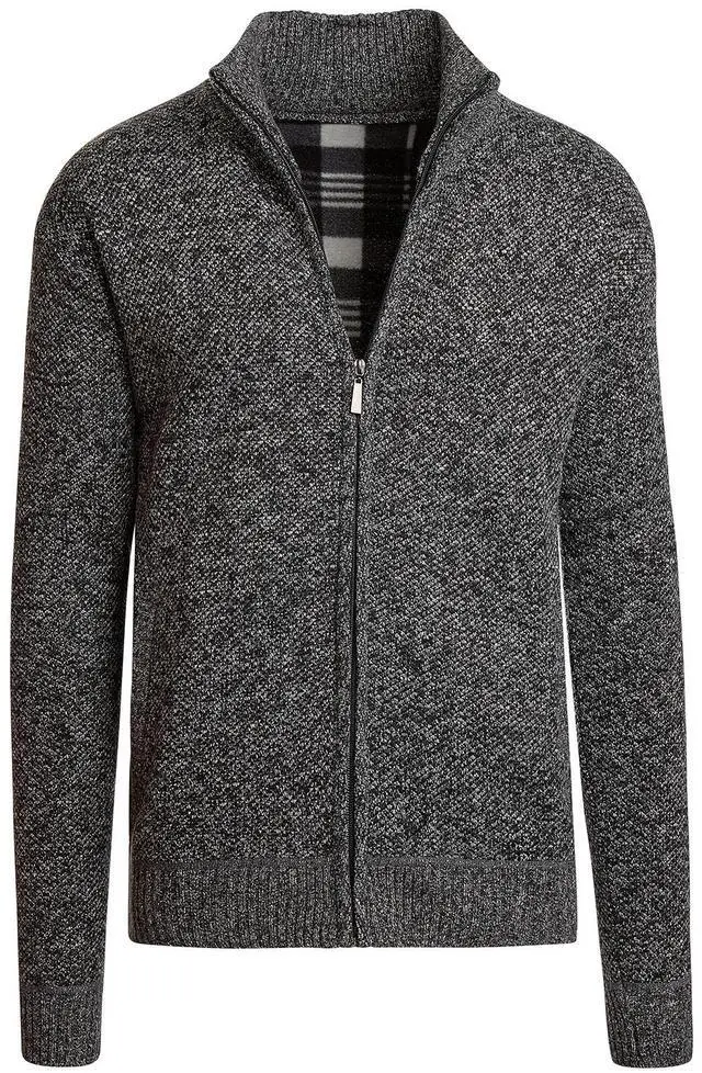 Main image of Alta Men's Fleece Lined Casual Full-Zip Mock Neck Sweater - Dark Gray Jacket - S