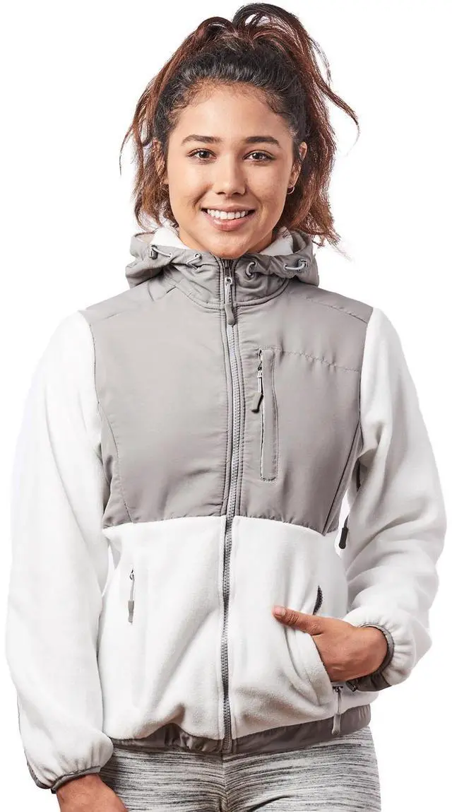 Main image of Alta Women's Two-Tone Full-Zip Fleece Jacket - White/Light Grey - Large