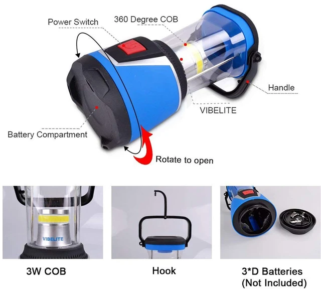 Alt view image 5 of 7 - Vibelite LED Camping Lantern Portable Rechargeable Outdoor Emergency Light Blue