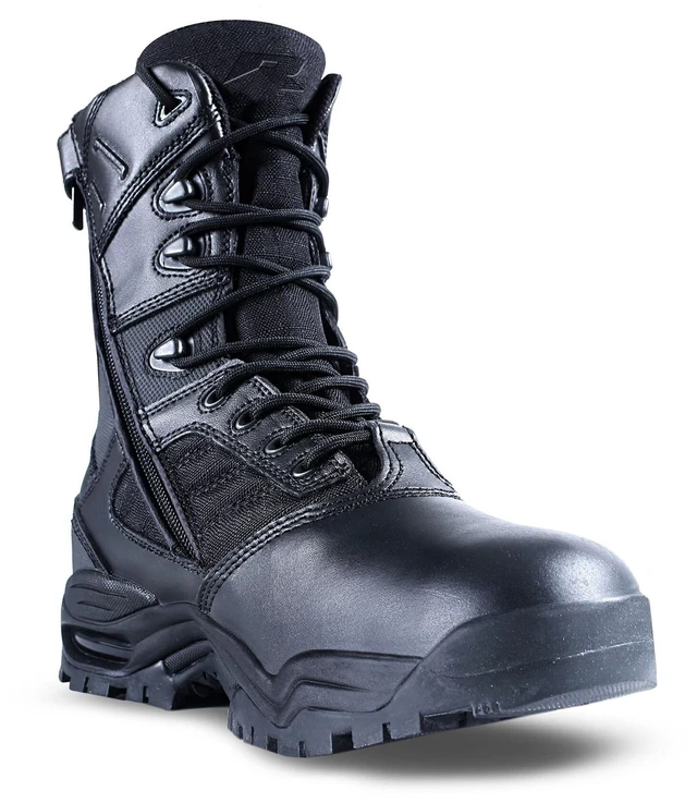 Alt view image 3 of 7 - Ridge Footwear Men's Ultimate Zipper 8" Leather Boot Rip-Stop Nylon Waterproof - Size 4.5
