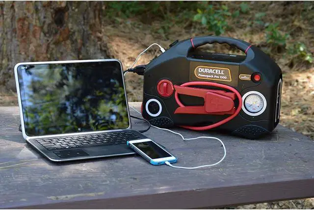 Alt view image 9 of 9 - Duracell Powerpack Pro 1300 DR600PWR|1,300 AMPs|Jumpstarts 4, 6 and 8 cylinder vehicles|160 PSI |600 watts |2 X 2.4A USB ports |ajustable LED light
