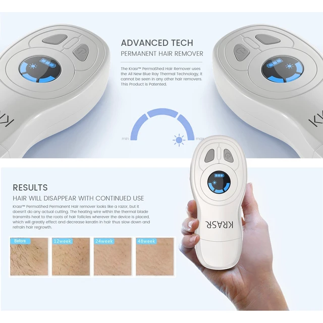 Alt view image 2 of 6 - KRASR Women's Blu-Ray Safe & Painless Thermal Technology Permanent Hair Remover