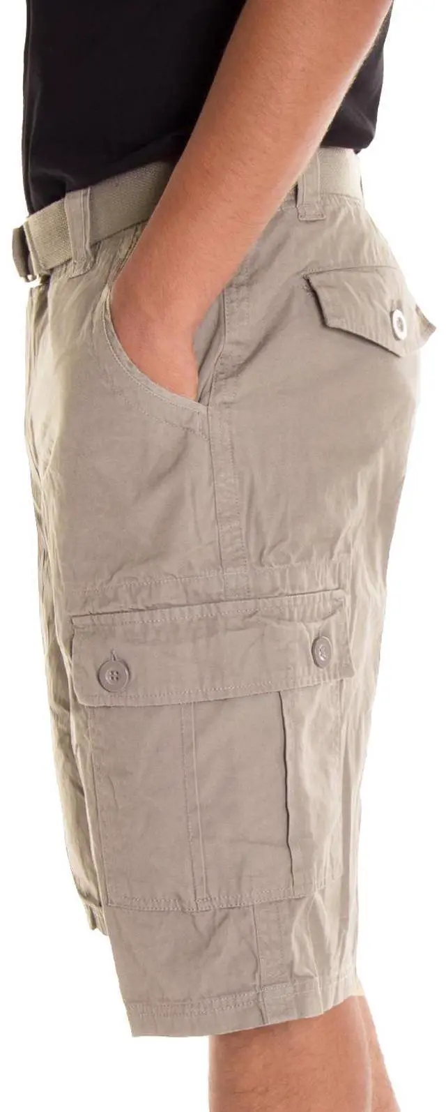 Alt view image 3 of 7 - Alta Designer Fashion Men's Cargo Shorts, Twill Belt Included - Khaki Size 30