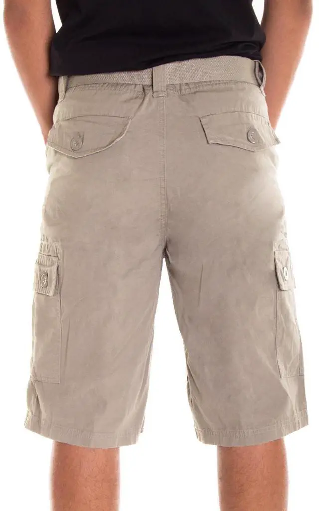 Alt view image 2 of 7 - Alta Designer Fashion Men's Cargo Shorts, Twill Belt Included - Khaki Size 30