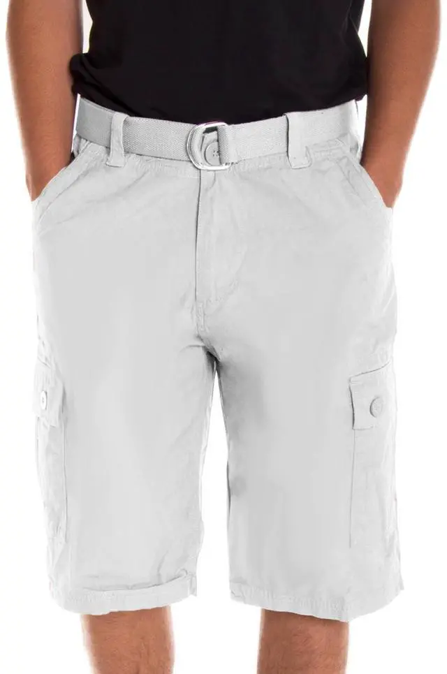 Main image of Alta Designer Fashion Men's Cargo Shorts, Twill Belt Included - White Size 32