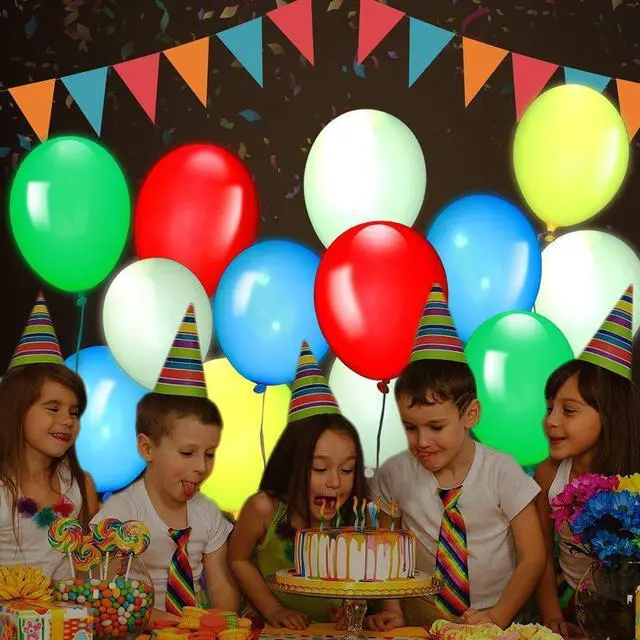 Main image of 25-Pack Premium Birthday Party, Wedding Colored LED Light Up Balloons
