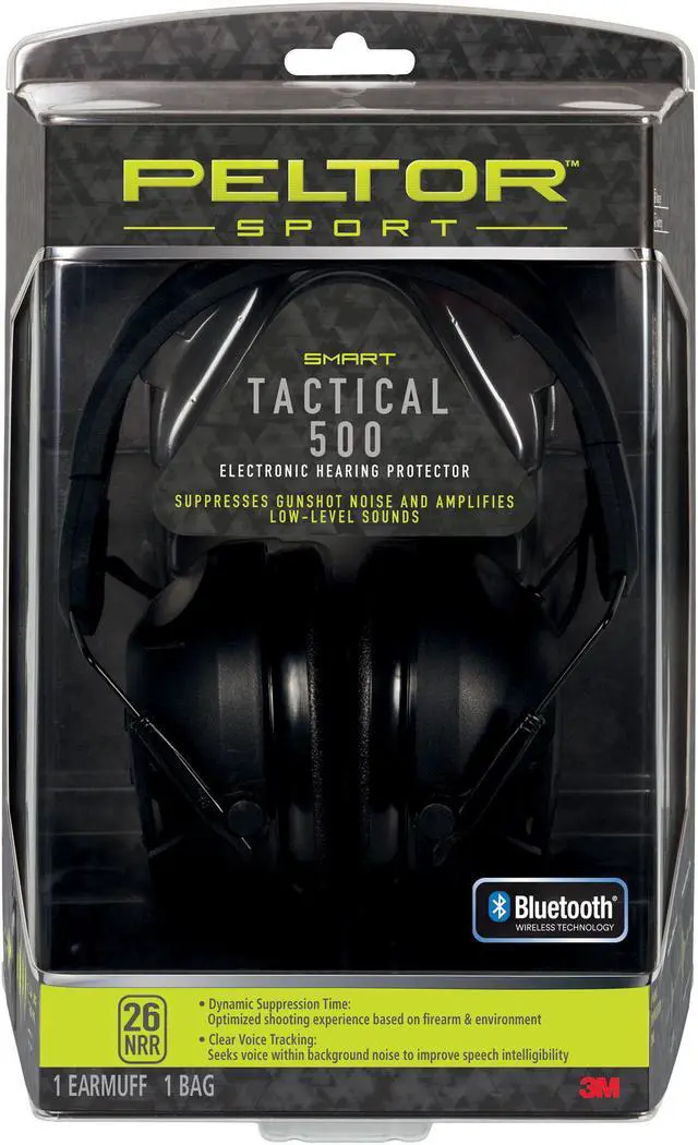 Alt view image 6 of 14 - Peltor Sport Tactical 500 Electronic Hearing Protection Ear Muffs, 26dB NRR, Blu