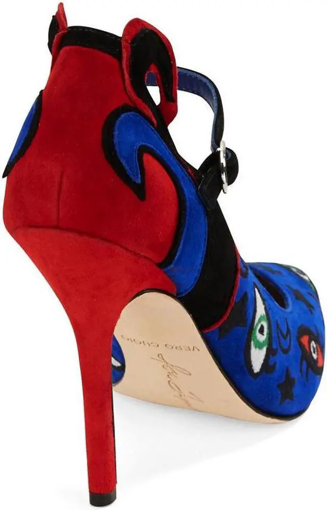Alt view image 7 of 12 - Isa Tapia Barcelona Embroidered Suede Mary Jane Closed Pointed-Toe Heels Pump - Size 37.5