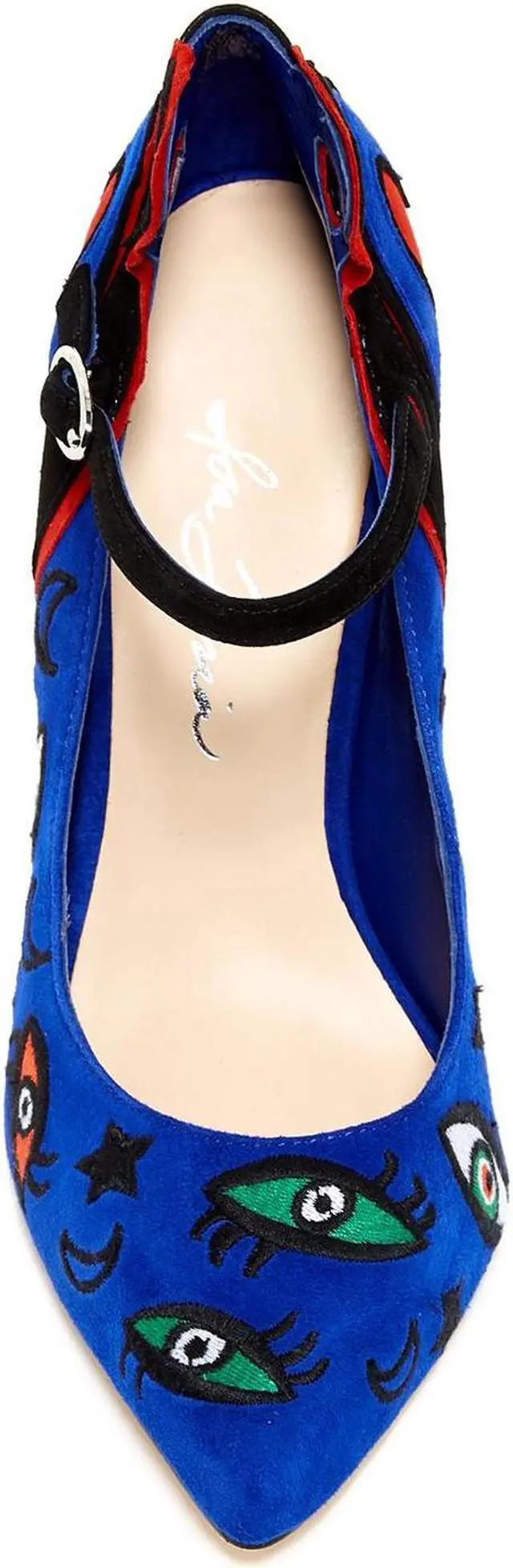 Alt view image 10 of 12 - Isa Tapia Barcelona Embroidered Suede Mary Jane Closed Pointed-Toe Heels Pump - Size 37.5